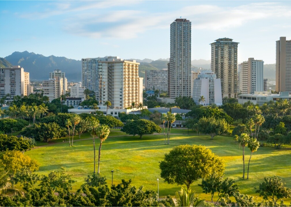 Elevated view of downtown Honolulu.