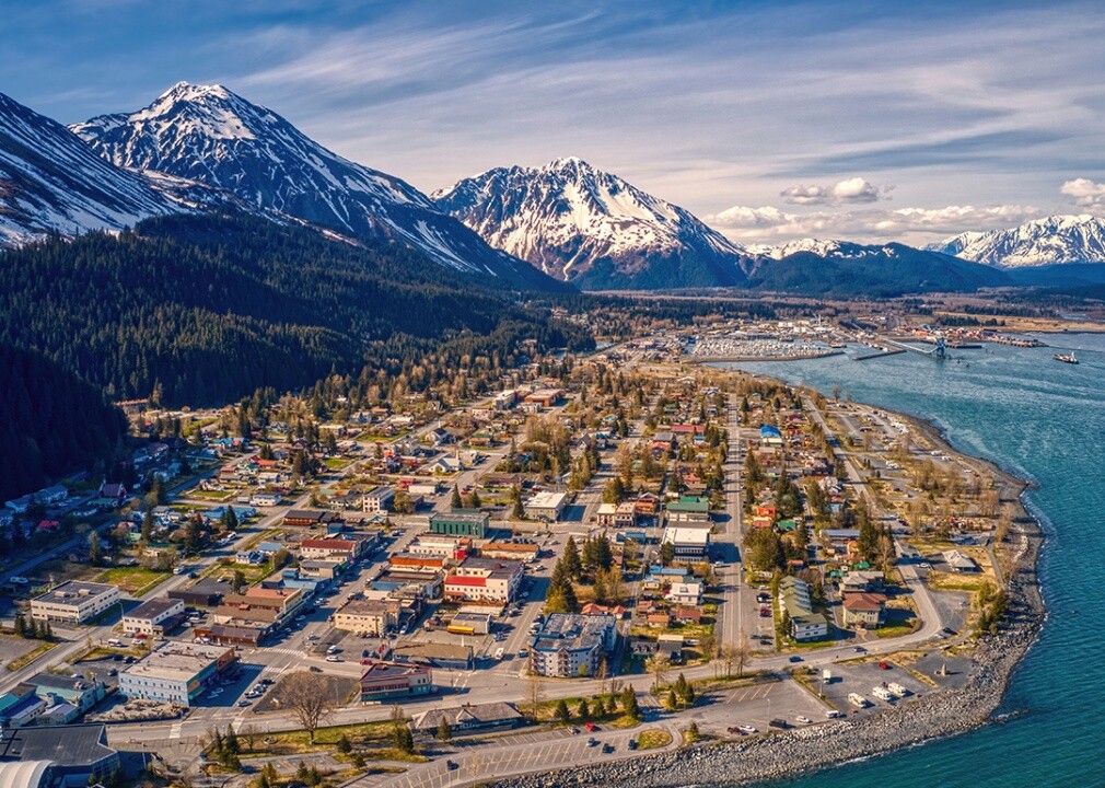 Aerial view of Seward in early summer.